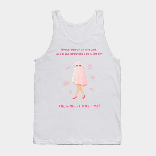 Halloween pink barbie lettering funny pink ghost Tank Top by Ann4design